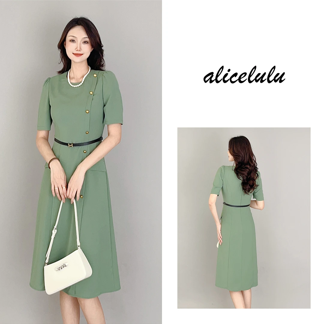 5 ALICE “冰豆沙”连衣裙 皮质腰带 优雅通勤 S2138460W