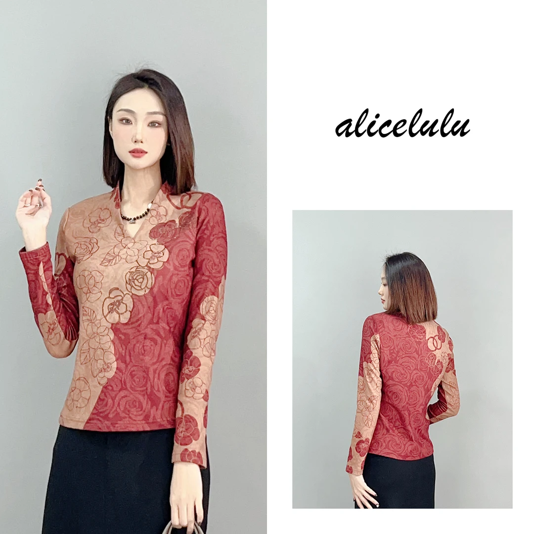 5 ALICE “花半里”衬衫 诗意印花 时髦V领 S1034815J