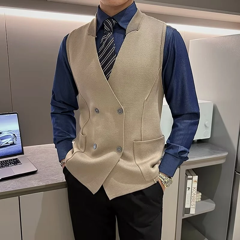 青春流行男ins时尚简约修身型文艺马甲日系棉气质秋季慵懒百搭