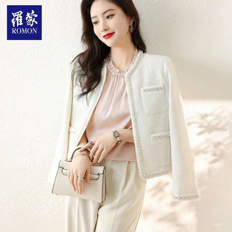 【董先生专享】罗蒙女士羊毛手工镶边轻奢小香风外套WT42630