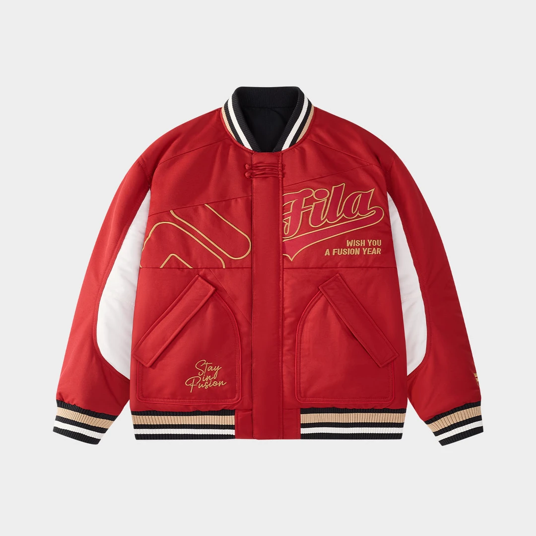 FILA FUSION男子时尚保暖国潮立领冬潮流运动宽松棉服T11M512901