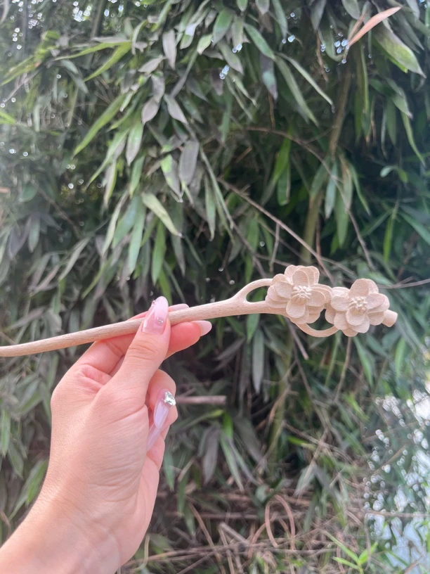 原创设计纯手工雕刻【海棠花】气质超仙小清新发簪子
