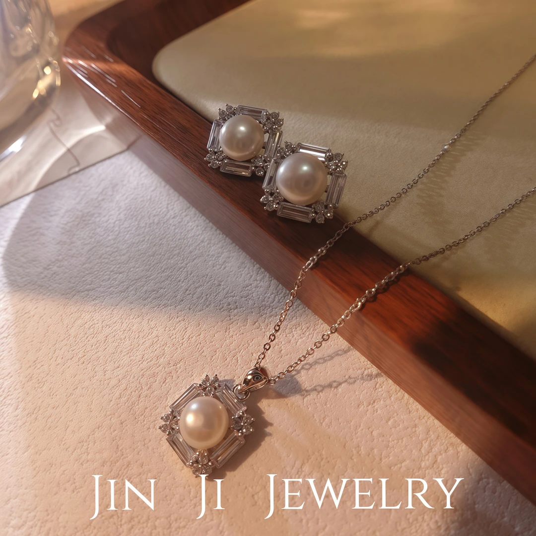 瑾季 坠链均925银合成锆石 「Y1129」银珍爱时光系列轻奢项链耳环