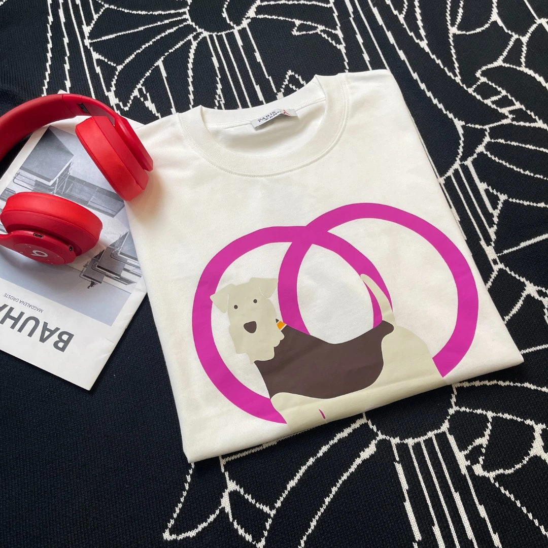 PARIS·WANG【雪戴瑞】夏季卡通狗狗印花潮流圆领休闲T恤22282-07