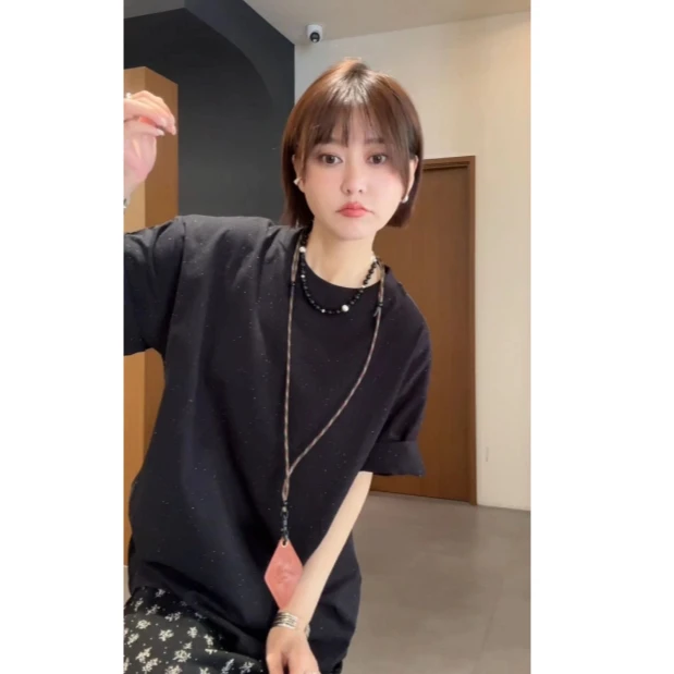 JIUJIU【小情歌】时尚百搭宽松显瘦彩点棉T恤0728-10264