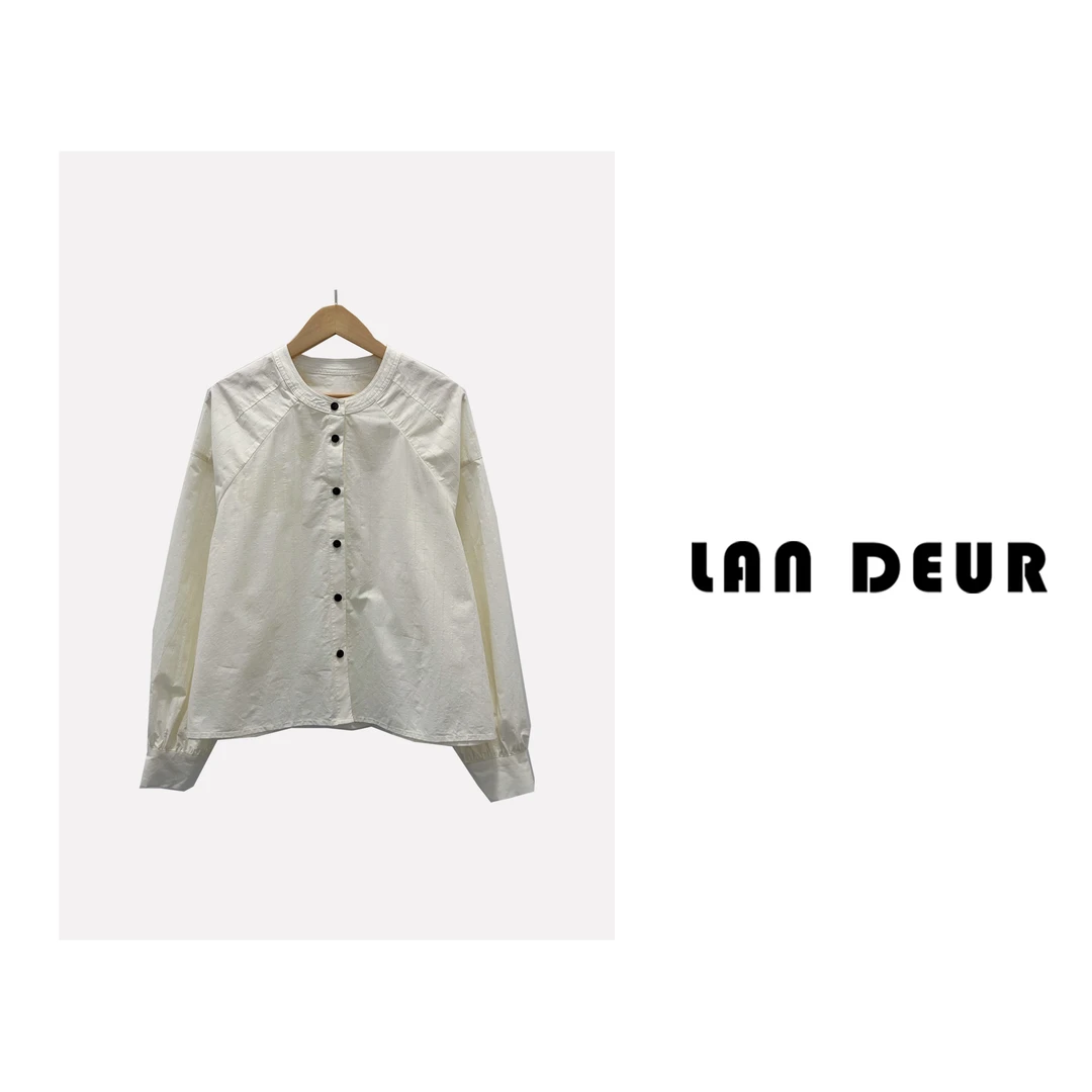 KEKE【空白格】圆领小众百搭设计款衬衫气质衬衣女上衣