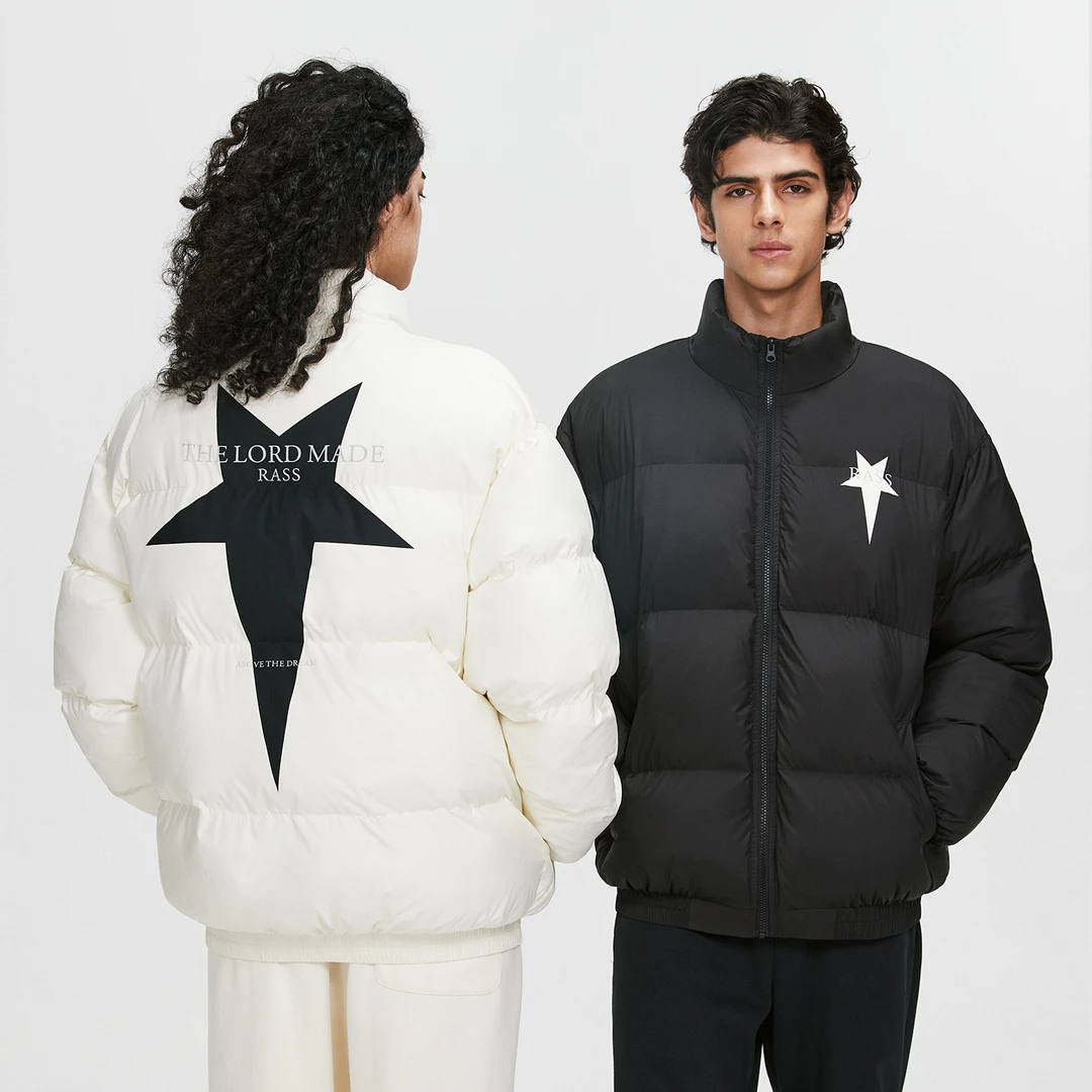 RASS星星束口短款棉服 国潮牌冬装美式情侣装加厚面包服棉衣