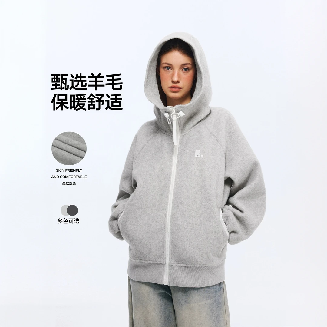 RASS【达人专属】连帽羊毛卫衣柔软舒适保暖秋冬宽松休闲户外带帽