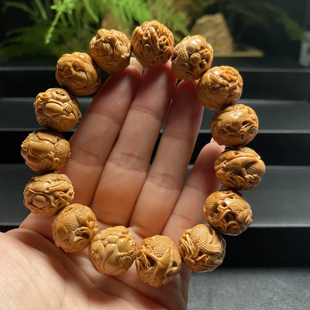 【镂空锦鲤弥勒1.7】正品猴头核桃手工雕刻高端毕业级文玩手串617