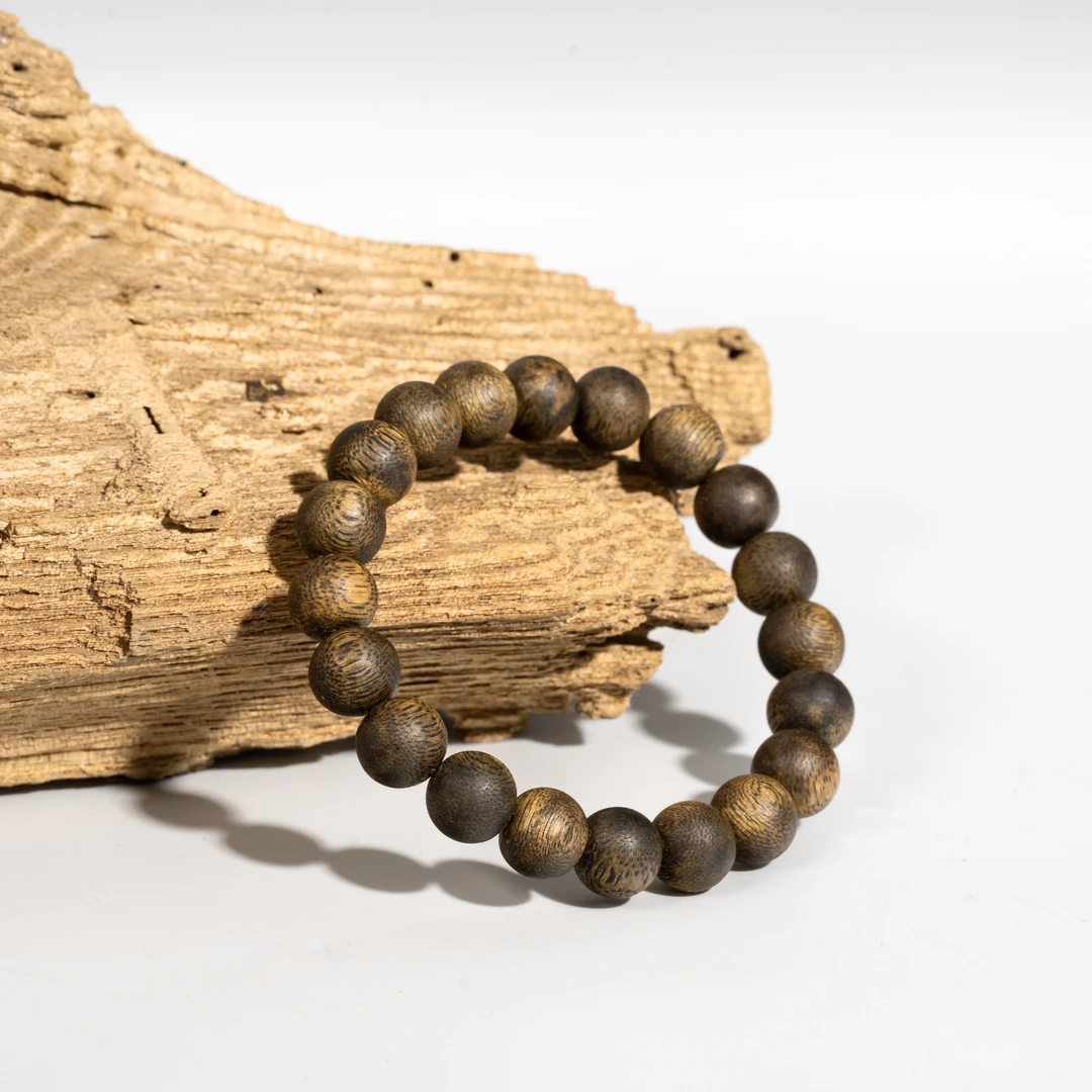 满江红 沉香手串霸王岭虫漏/圆珠1.0单圈/99沉海南莺歌绿棋楠CD19