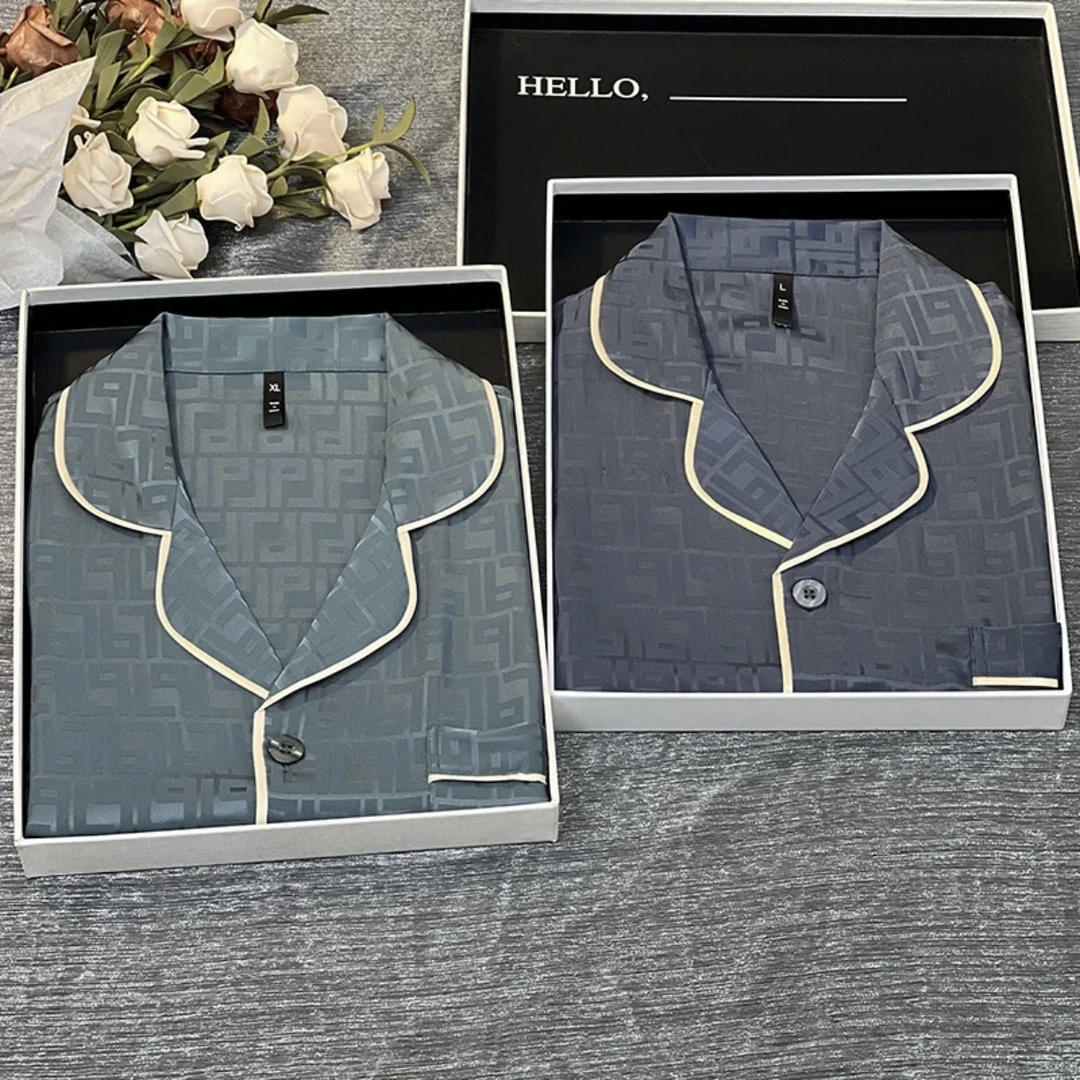 睡衣男冰丝新款年轻高颜值洋气套装古代风爆款宫廷风慵懒风家居服