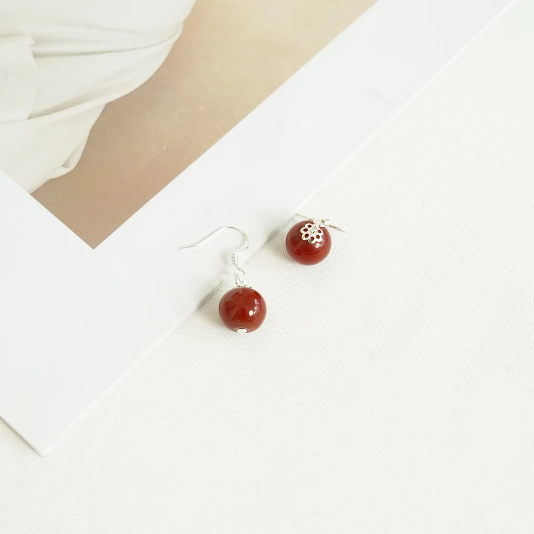 合金仿水晶耳饰 【弟弟家】｜红果果｜宝藏店铺红色珠珠喜庆耳环