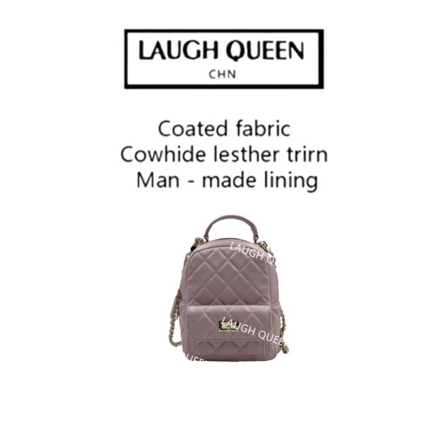 Laugh Queen手工打造真皮女士包时尚包包10575双肩粉色