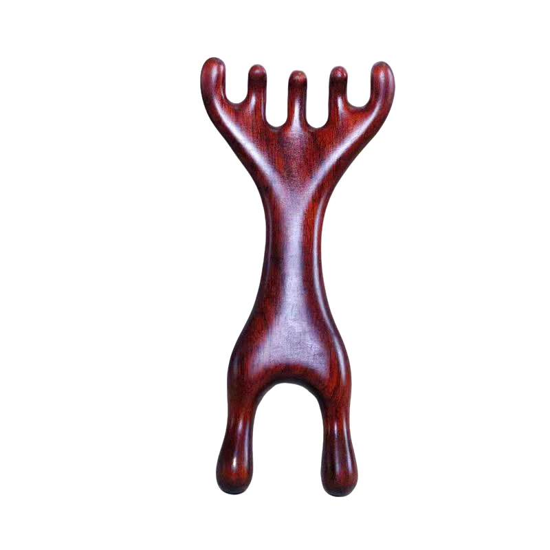 正宗紫檀木经络按摩梳疏通耙子长柄头疗生发面部颈部眼部梳子檀木