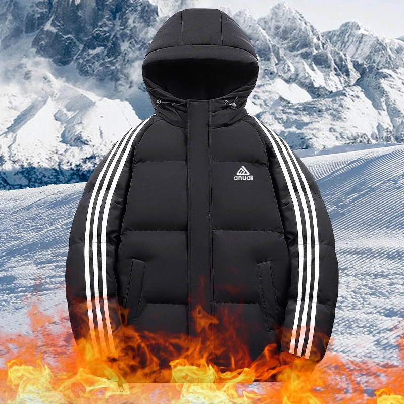 【ANUDI三条杠送卫裤】冬季新款男女同穿时尚休闲加厚保暖棉服外套