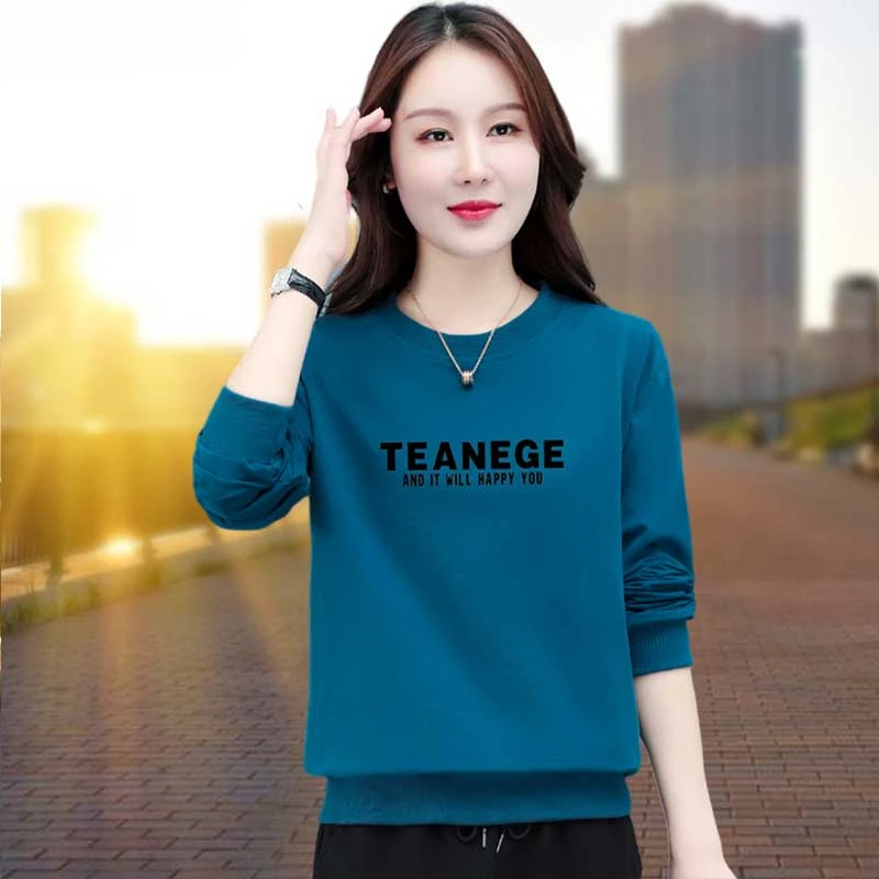 圆领卫卫衣女士春秋季2024新款时尚哪哪百搭显瘦休闲长袖运动上衣