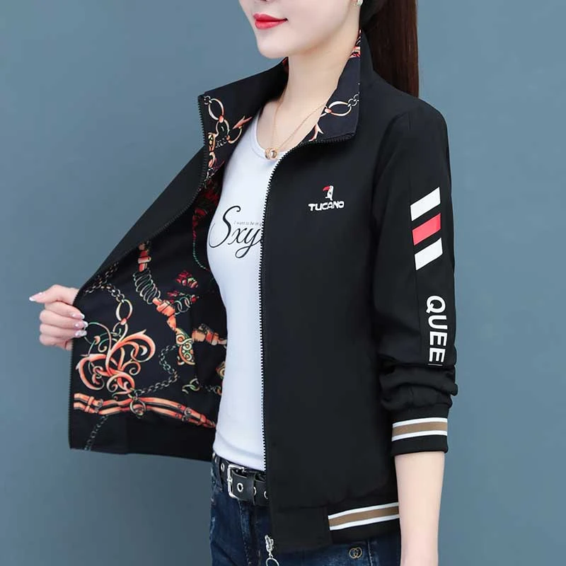 双面穿短外套女士2024春秋季新款时尚妈妈百搭休闲小个子女士上衣