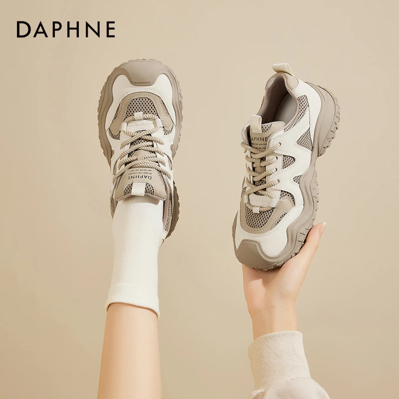 达芙妮丑萌登山鞋女2025春季新款爆款厚底休闲运动板鞋增高老爹鞋