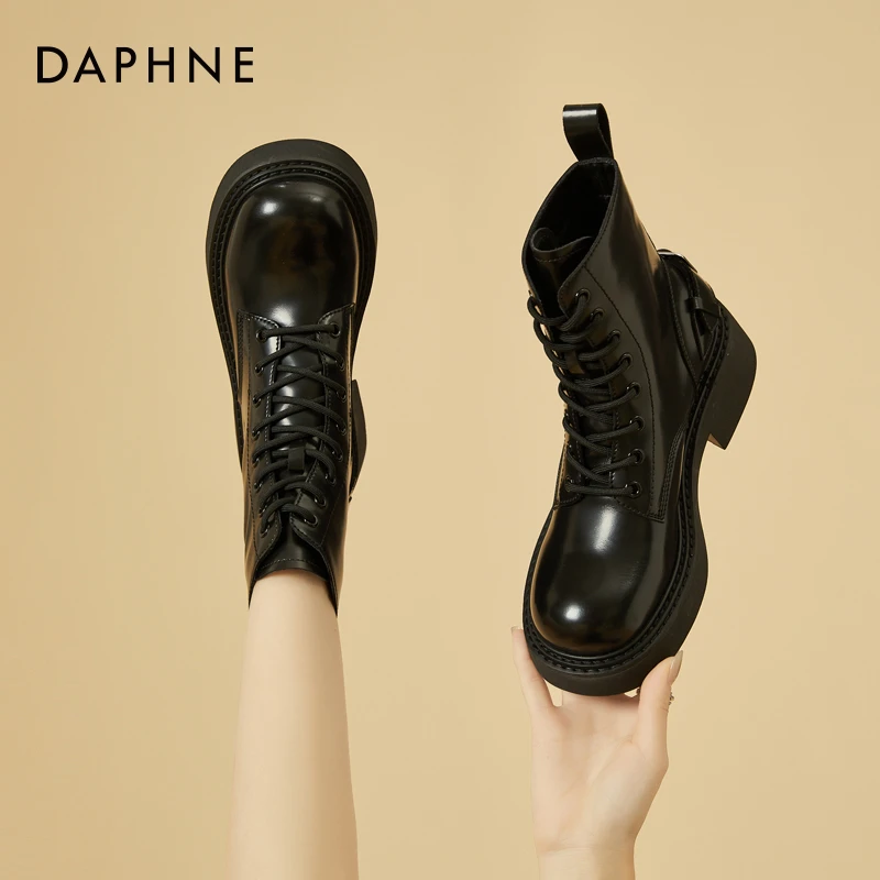 Daphne/达芙妮复古百搭马丁靴女2024新款秋季 英伦风短靴时尚单靴