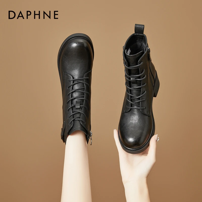达芙妮秋上新厚底马丁靴女款2025短靴女秋冬单靴英伦风靴子瘦瘦靴