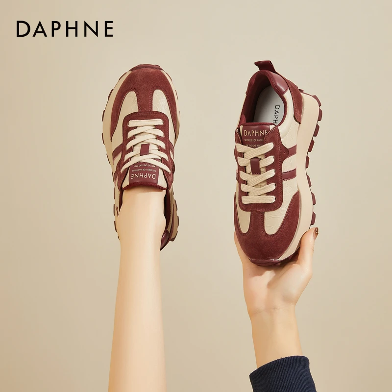 达芙妮复古厚底德训鞋女2025年新款秋季拼色百搭轻便运动休闲板鞋