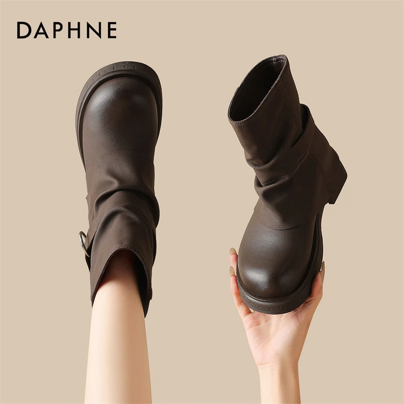 达芙妮裤管靴甜酷风辣妹堆堆马丁靴女单靴2025秋新款短靴机车靴子