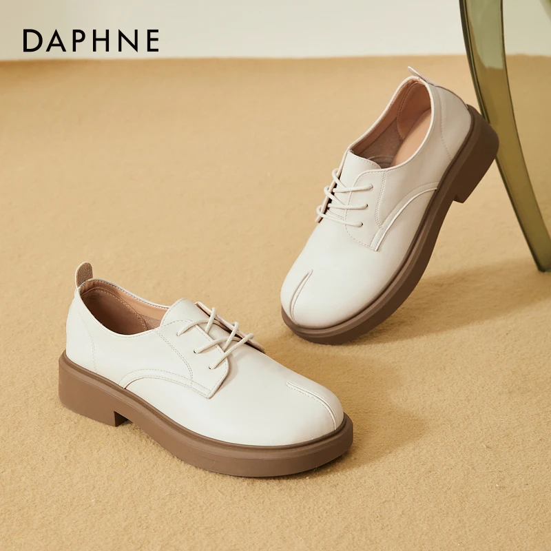 达芙妮英伦风小皮鞋女2025春季式复古学院风厚底系带乐福鞋JK单鞋