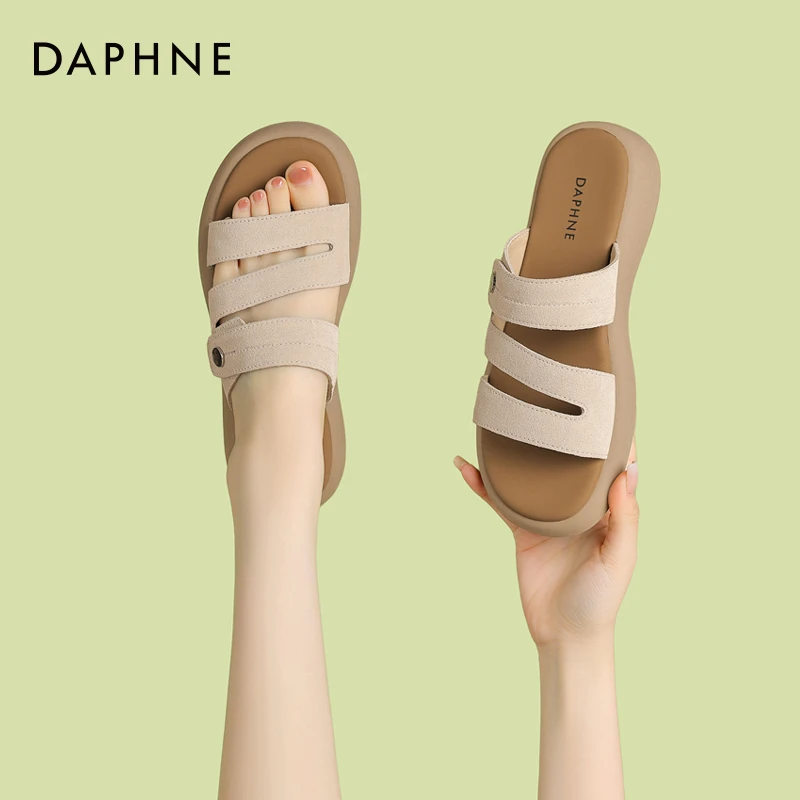 达芙妮软底女凉鞋外穿2025年夏季新款复古平底拖鞋休闲百搭一字拖