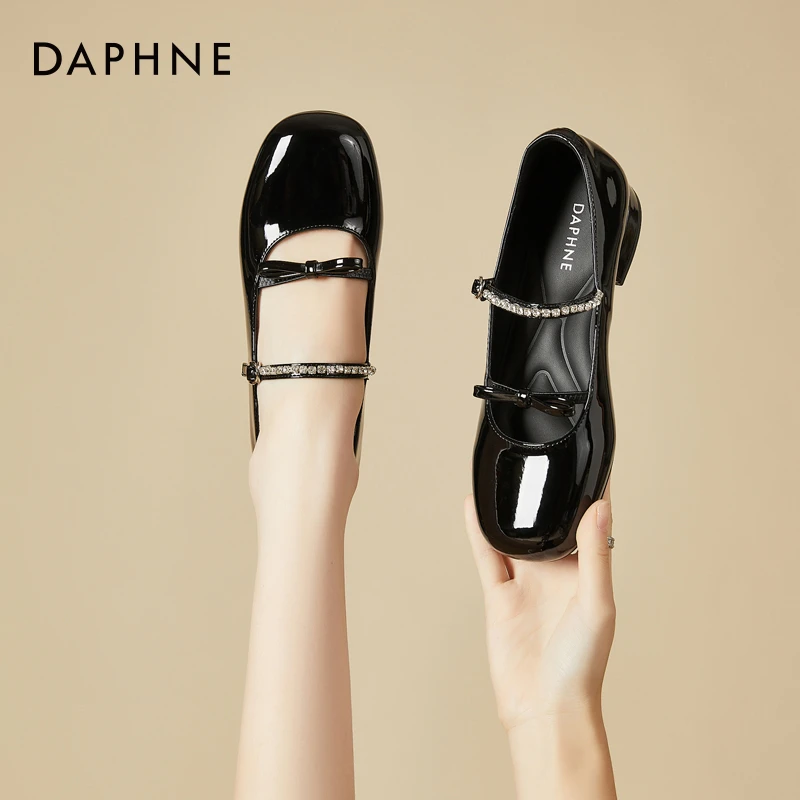 Daphne/达芙妮玛丽珍鞋女2025新款秋复古单鞋气质温柔粗跟小皮鞋