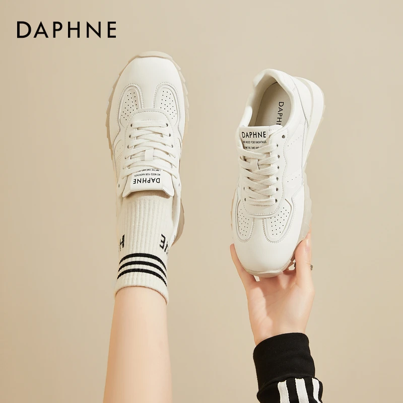 达芙妮秋上新芭蕾德训鞋女2025休闲鞋厚底小白鞋轻便透气运动鞋