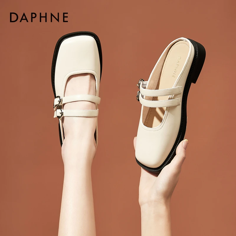 包头半拖鞋2025春季新款百搭浅口玛丽珍鞋外穿穆勒鞋