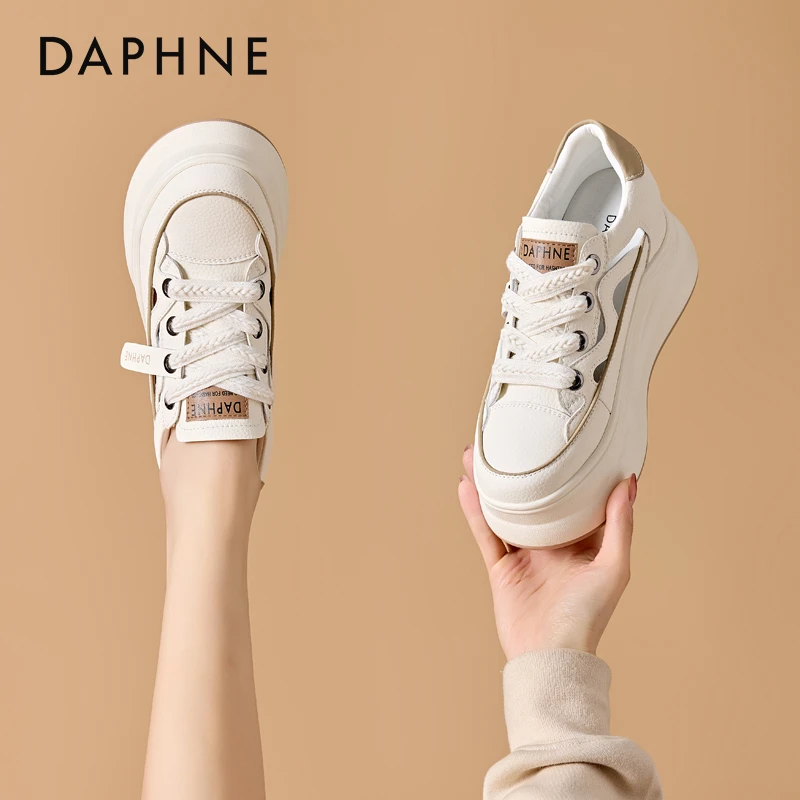 达芙妮时尚增高厚底小白鞋2025年新款春季松糕板鞋百搭休闲女鞋子