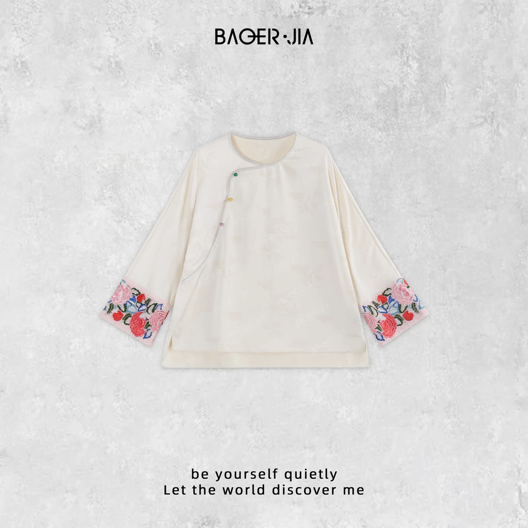 3-【四君子】宝儿家含幂BK51024308秋季新款国风斜襟优雅提花衬衫