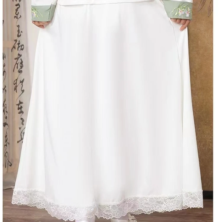 蕾丝花边打底旗袍汉服裙防走光裙防静电安全叠穿半身马面裙内衬裙