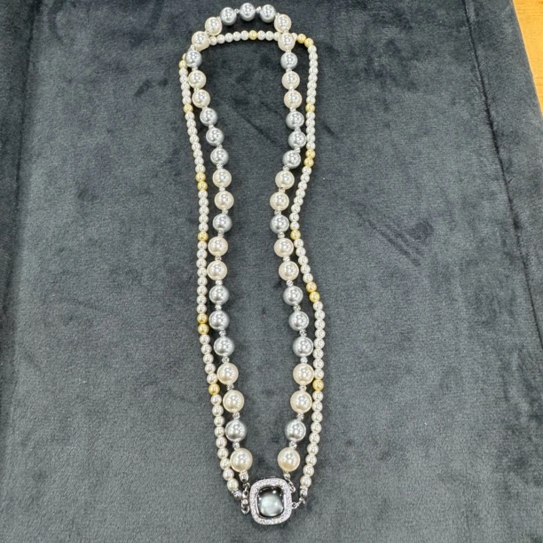 铜合金项链 高级珍珠双层叠戴项链875