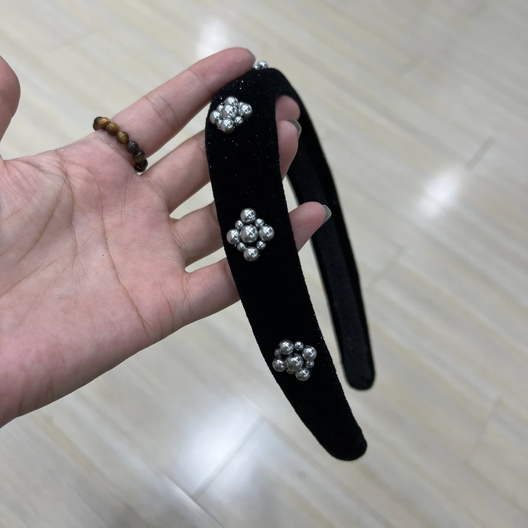 时尚百搭高级手缝灰珍珠发箍166