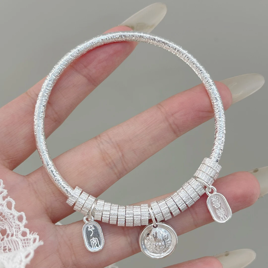 足银手镯 【黄财神盘缠】盘缠固口手镯足银999