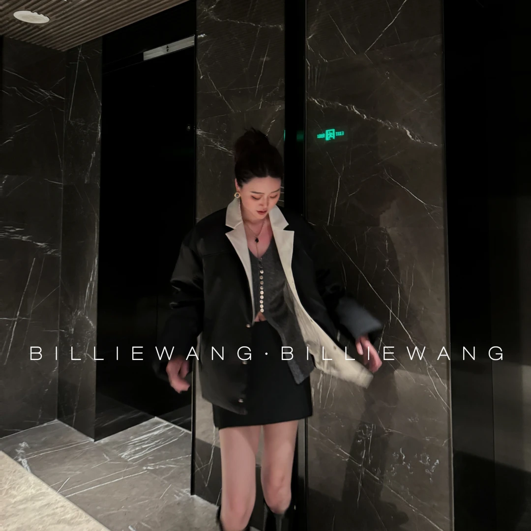 BW独立设计师高定系列｜巅峰｜巨高级缎面光泽黑白翻领夹绒外套