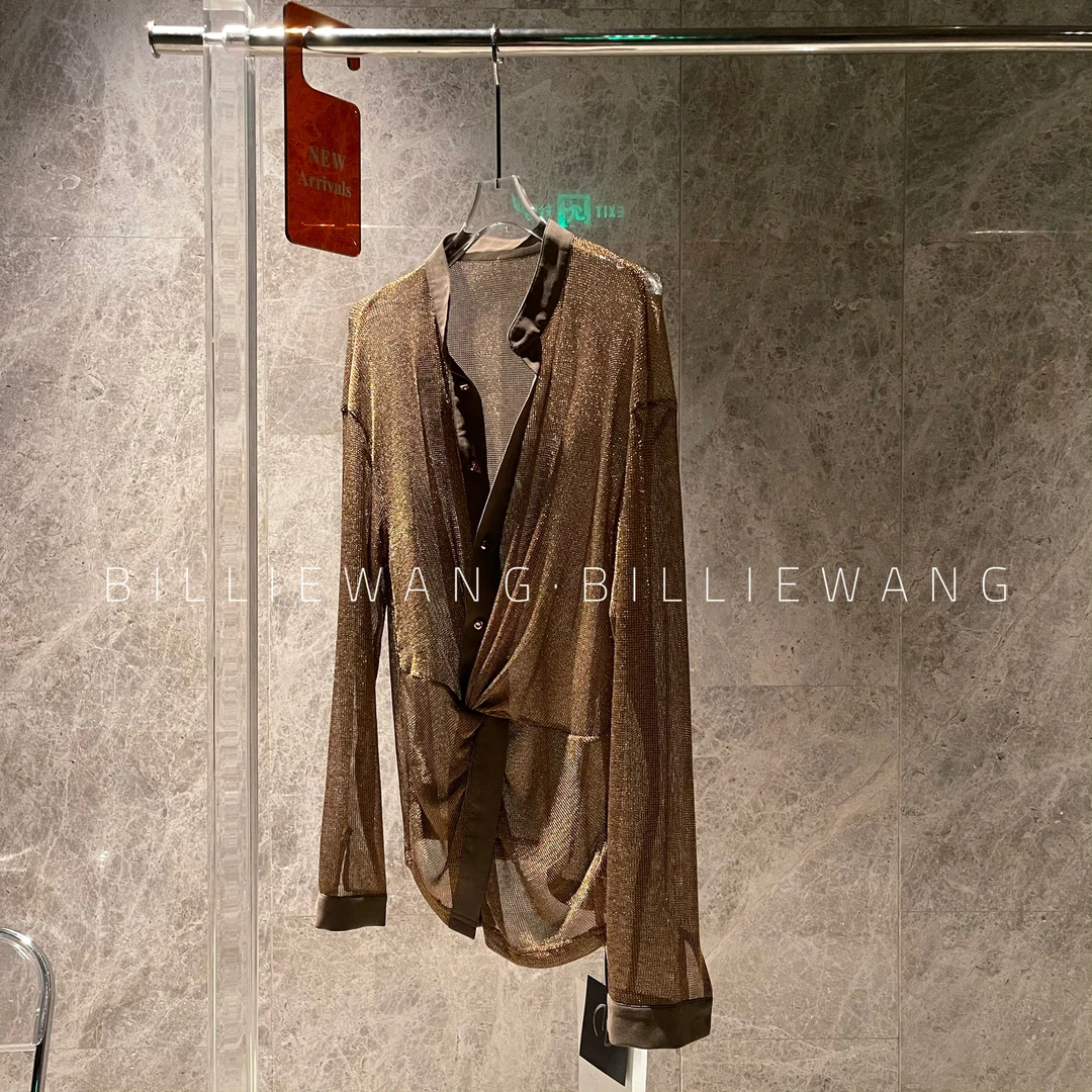 BW独立设计师高定系列｜轻奢金属丝纱线扭结收腰上衣