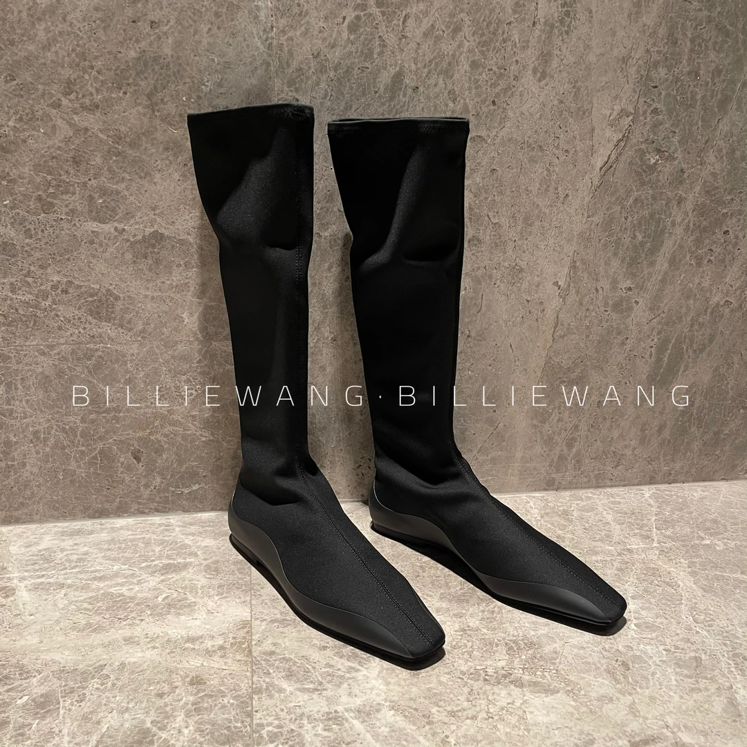 BW小众设计师高定系列|筷子腿|极简弹力裸感中筒靴