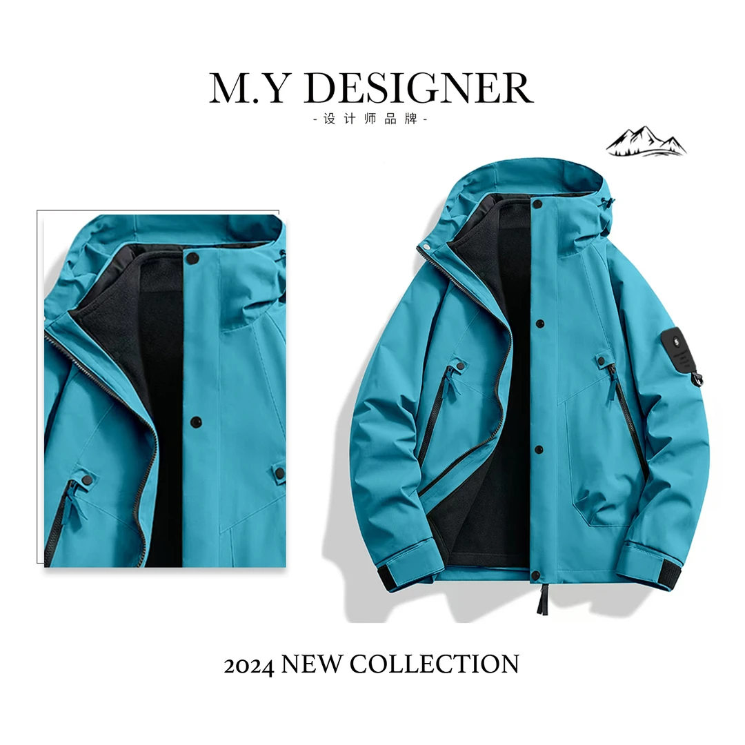 加绒加厚冲锋衣三合一男女同款冬季户外防寒服可拆卸内胆外套防风