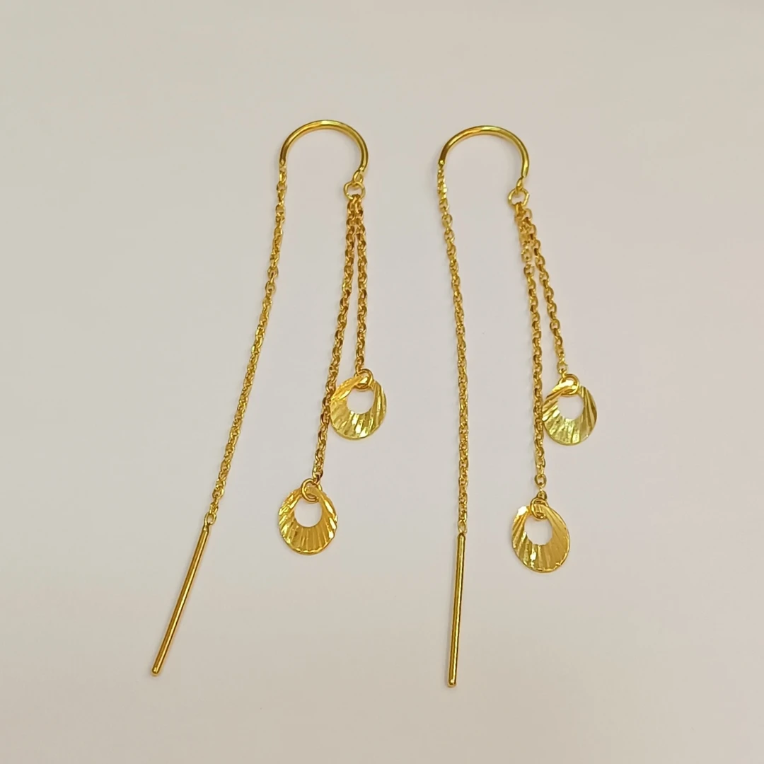 足金999黄金耳线正品黄金耳饰时尚新款耳吊牢固实心防丢耳环3.33