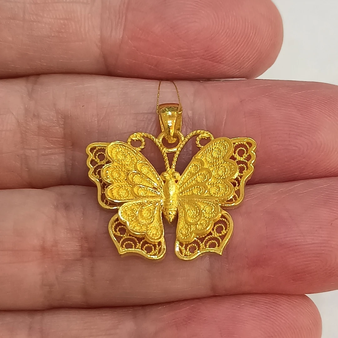足金999黄金吊坠女款6.32克真金正品纯黄金蝴蝶挂件实心时尚新款