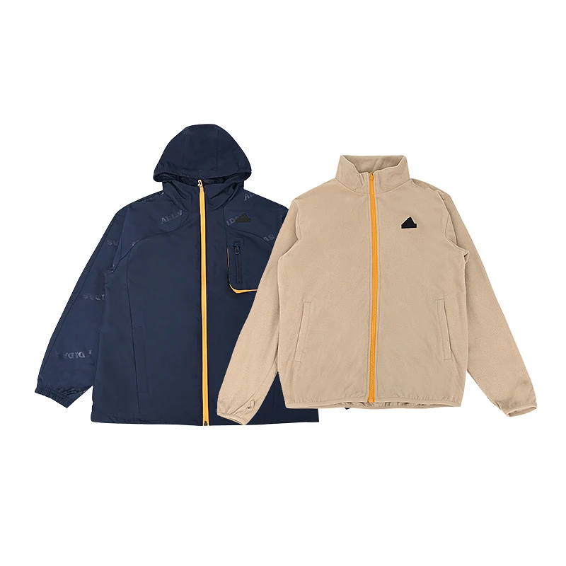 adidas/阿迪达斯秋冬款男大童二合一外套运动休闲宽松上衣JC9374