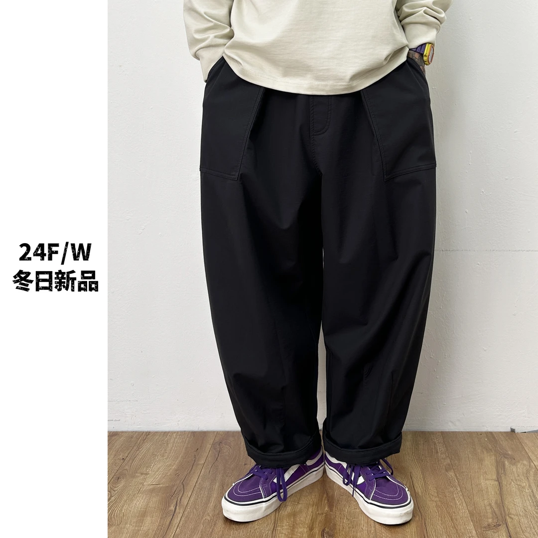 冬季重磅加绒日系复古老爹裤宽松锥形oversize阔版工装休闲裤