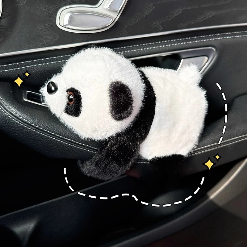 可爱熊猫车内饰品摆件车搭子网红卡通电动车装饰汽车公仔车载玩偶