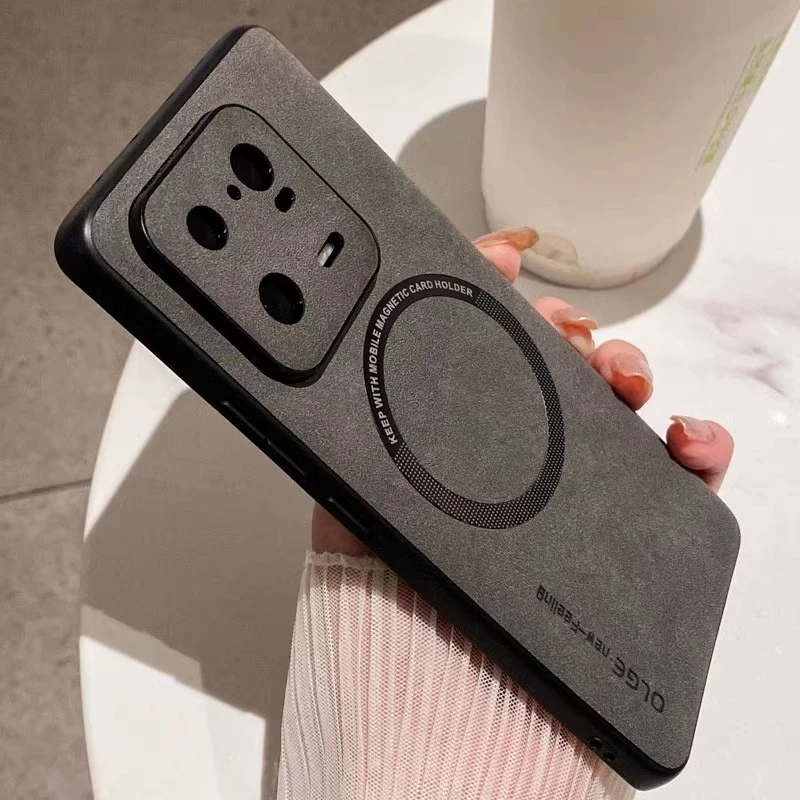 适用小米15手机壳14保护套mi13防摔红米k70磁吸note13羊巴皮磁吸