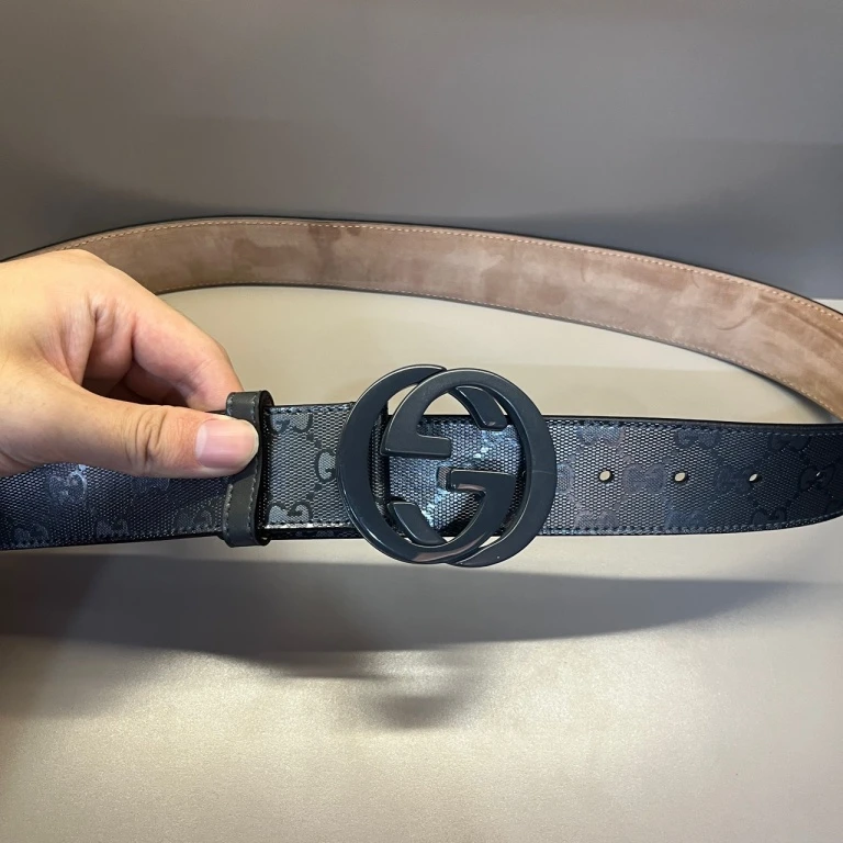 gucci 满印内里麂皮皮带 99新 公价6300 863567