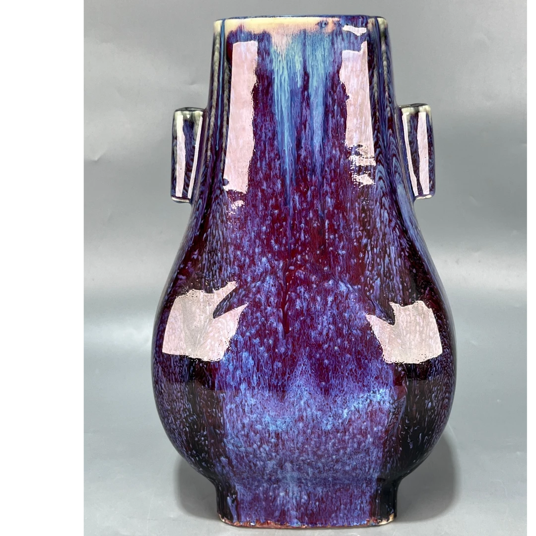 窑变釉贯耳陶瓷瓶