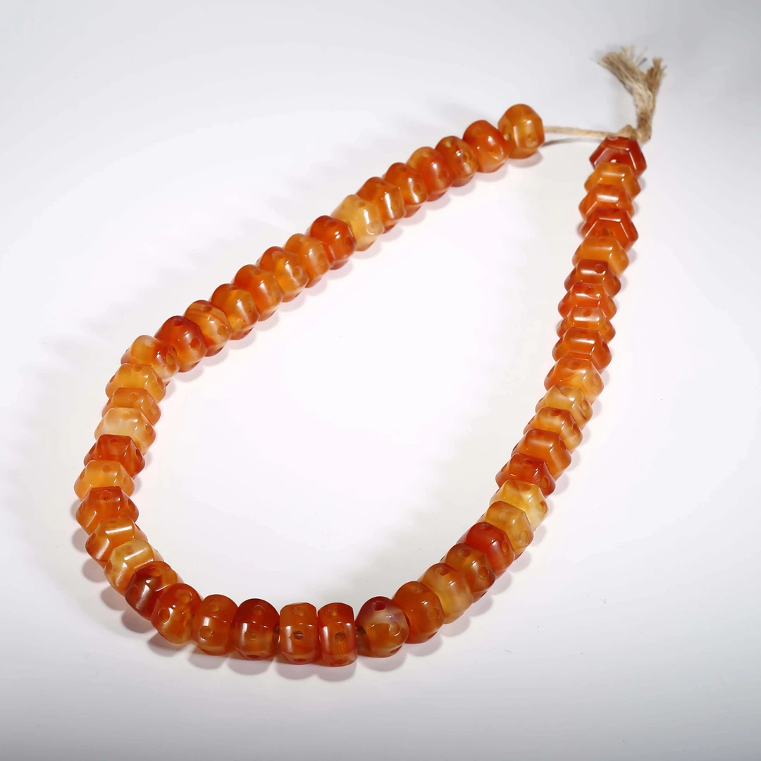 【济文阁】JWYS20827415清代 透雕鼓形玛瑙链